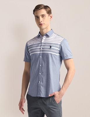 horizontal stripe oxford shirt