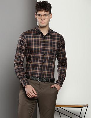 tartan check herringbone shirt