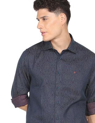 cutaway collar motif evening shirt