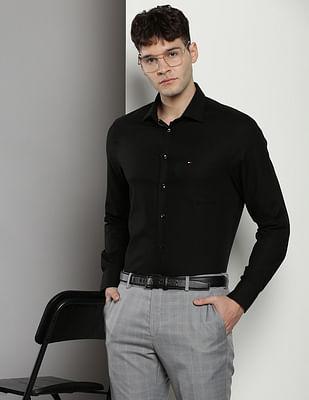 solid engineered cotton shirt