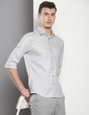 heathered dobby slim shirt