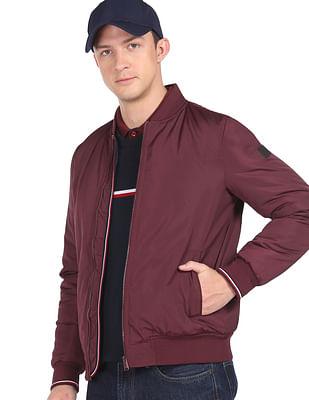 stand neck solid bomber jacket