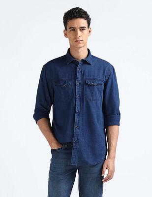 chambray weave cotton shirt