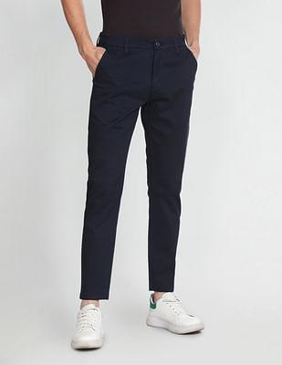 twill geometric print casual trousers