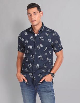 cotton linen floral shirt