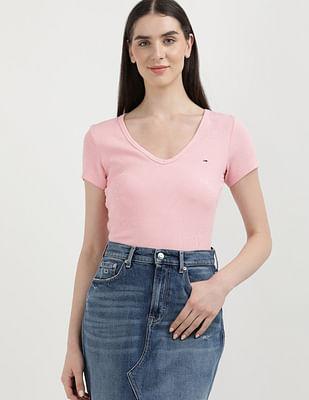 slim fit essential rib v-neck t-shirt