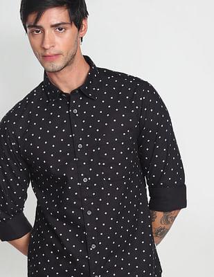 geometric print dobby casual shirt