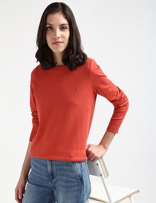 jersey stitch boat neck sweater