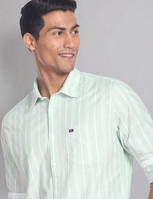 striped soladel uv stretch oxford casual shirt