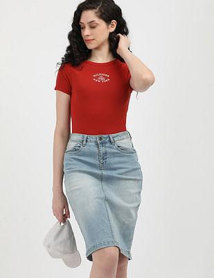 slim varsity crew neck t-shirt