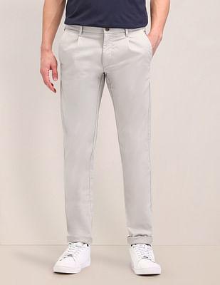 austin slim fit solid trousers