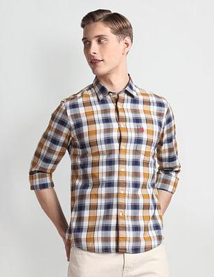 plaid check twill shirt