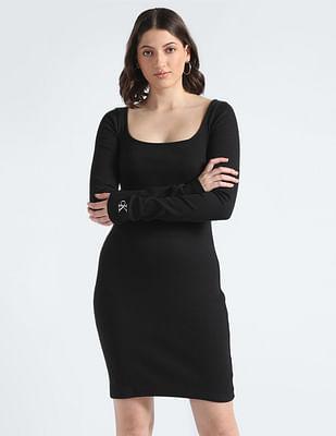 square neck rib dress