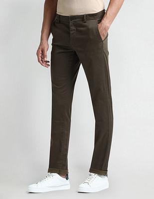 mid rise slim fit trousers