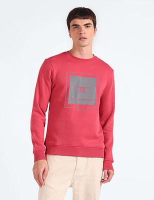 crew neck foil print sweatshirt