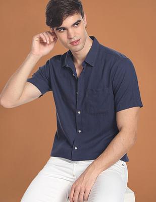 solid slim fit casual shirt