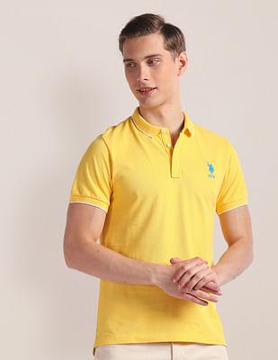 tipped collar cotton polo shirt