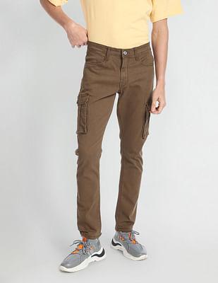 mid rise slim fit cargo jeans