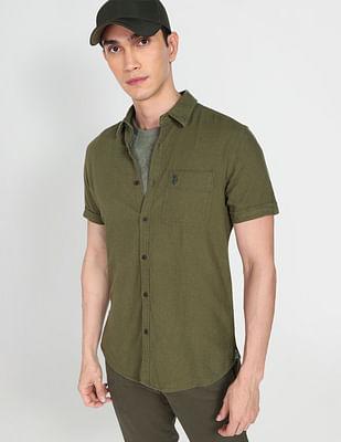 twill cotton solid casual shirt