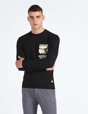 typographic print patch pocket sweatshirt