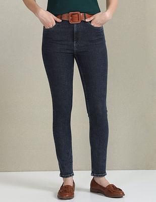 high rise rinsed jeans