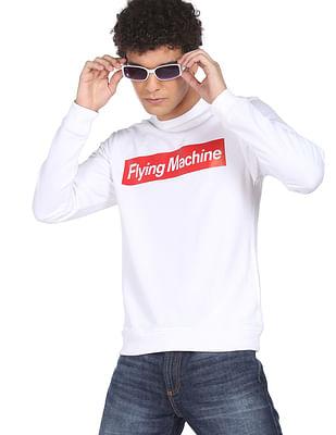 men white crew neck brand print sweatshirt