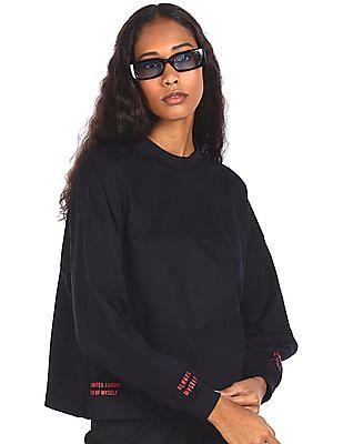 red drop shoulder cotton sweatshirt