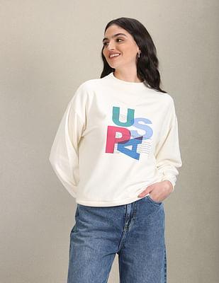 mock neck brand print sweatshirt