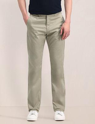 mid rise straight fit trousers