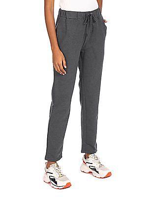 dark grey elasticized waist heathered track pants