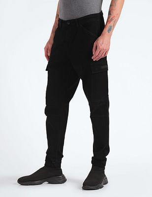 mid rise solid cargo utility trousers