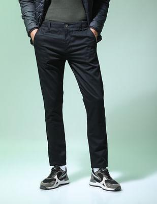 twill geometric print casual trousers