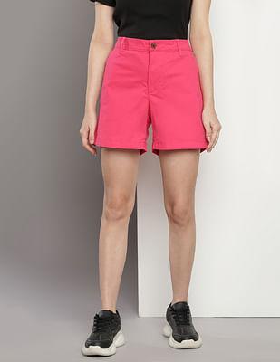 mid rise solid shorts