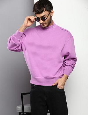 mock neck jacquard sweatshirt