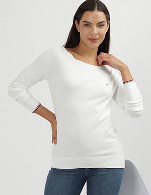 boat neck solid sweater