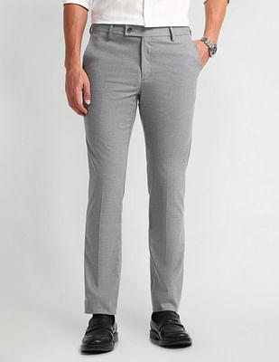 slim fit textured dobby trousers