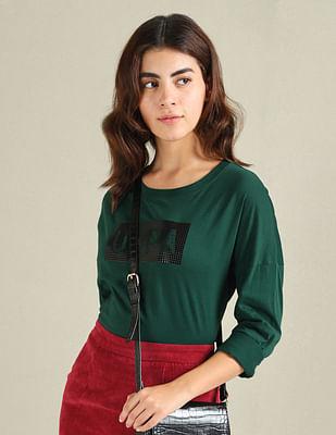 drop shoulder embellished t-shirt