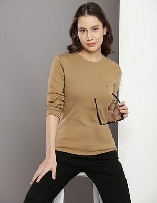 cotton crew neck solid t-shirt