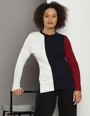 colour block ribbed sweater