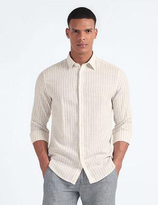 tencel hemp cotton stripe shirt