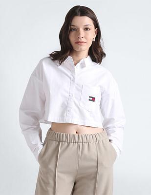 logo badge cropped shirt