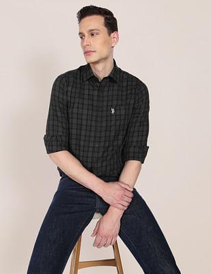 tartan check premium cotton casual shirt