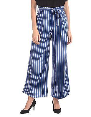 regular fit striped trousers