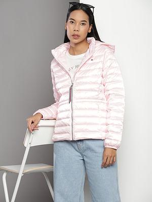 hooded nylon puffer jacket