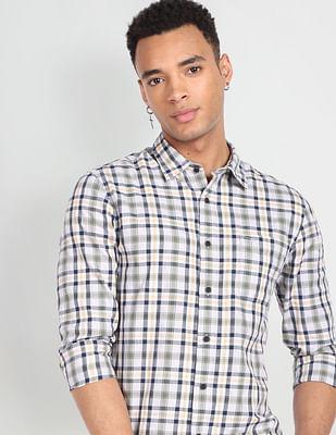 herringbone tartan slim shirt