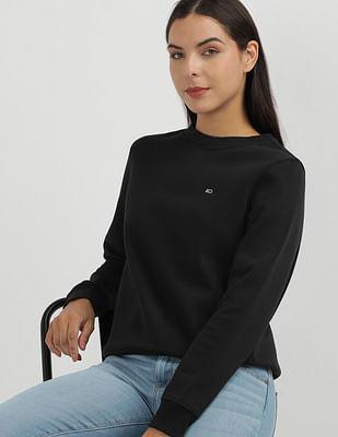 sustainable crew neck solid sweater