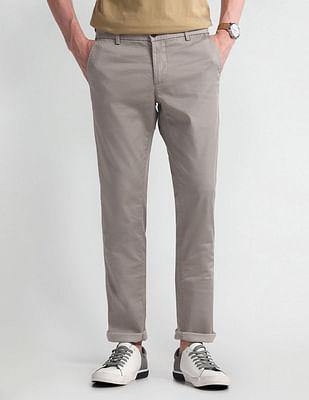 mid rise flat front trousers