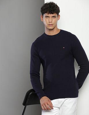 crew neck textured sweater