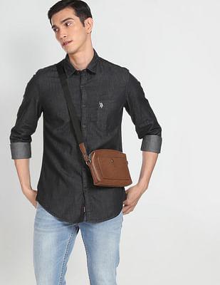 cotton solid chambray casual shirt