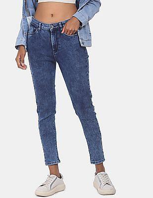 veronica skinny fit acid wash jeans